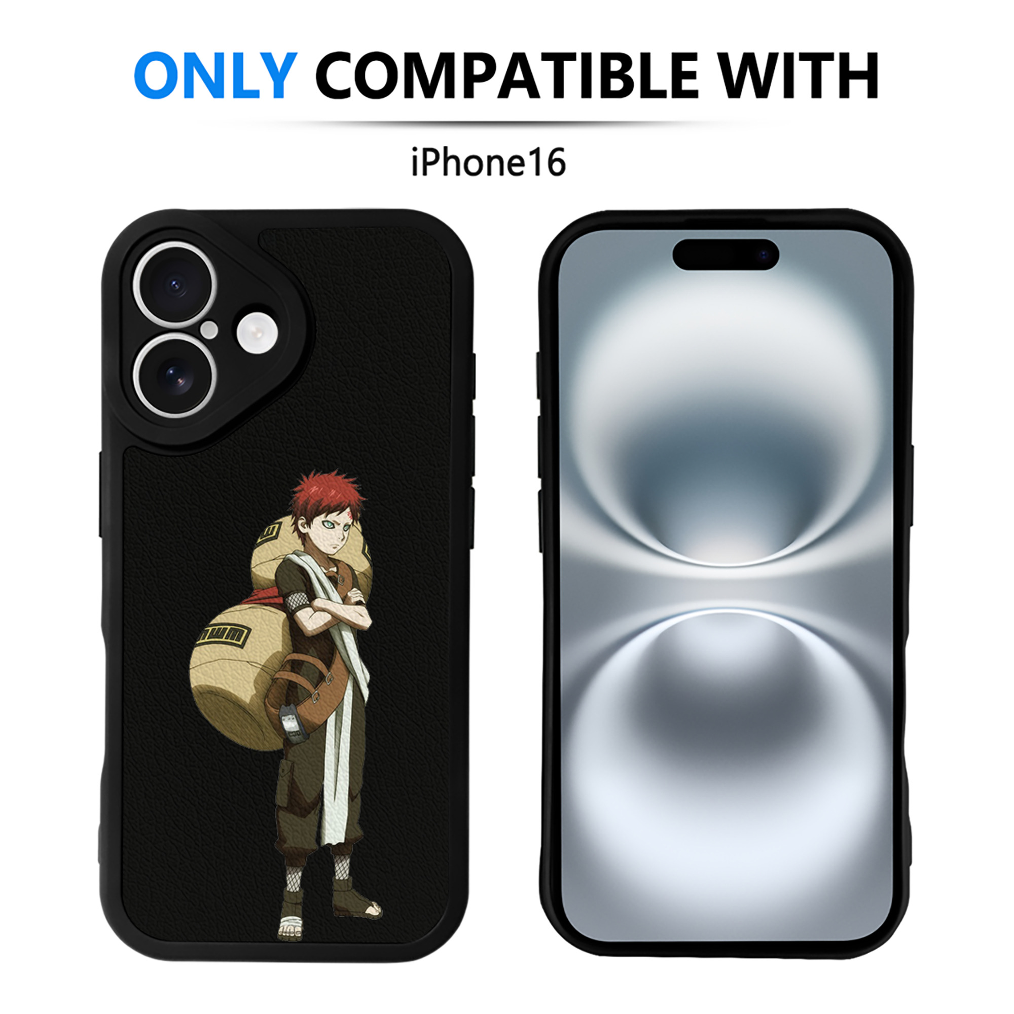 （画像用） NARUTO -ナルト- ガアラ Gaara 【iPhone 16シリーズ対応】シリコンスマホケース（レザー調） 材質：シリコン